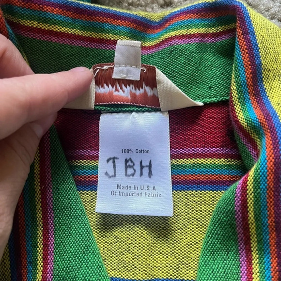 Vintage Norm Thompson Rainbow Striped Oversized Button Down Blazer/Jacket Large - Picture 4 of 7